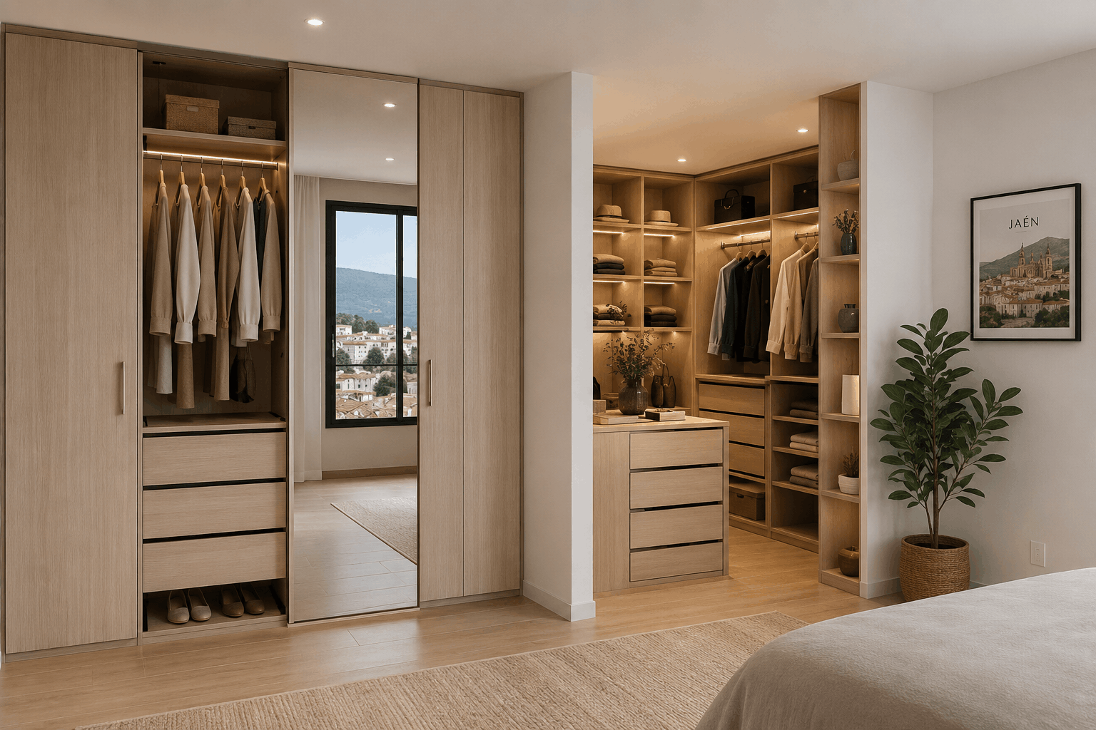 Armario y vestidor a medida diseñados para aprovechar al máximo el espacio de una vivienda en Jaén